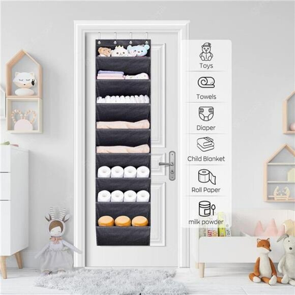 Over The Door Shoe Organizer Rack Hanging Closet Storage 8 Shelf Black - Picture 7 of 8